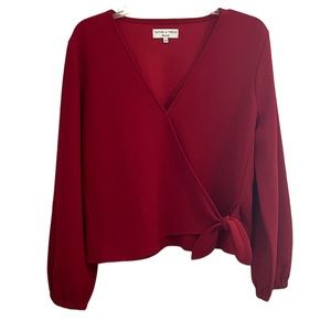 Madewell Texture and Thread Crepe Wrap Long Sleeve Top